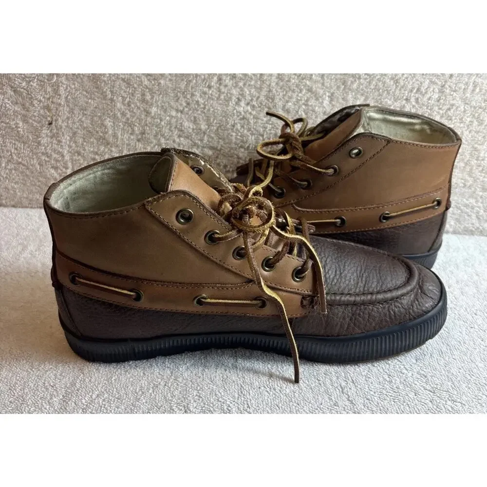Men’s POLO RALPH LAUREN DELMONT ANKLE BOOT LEATHER LACE UP BROWN SIZE 8 D